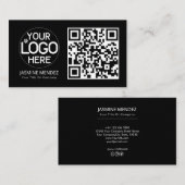 Schwarzes modernes QR-Code-Logo Visitenkarte (Vorne/Hinten)