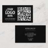 Schwarzes modernes QR-Code-Logo Visitenkarte (Vorne/Hinten)