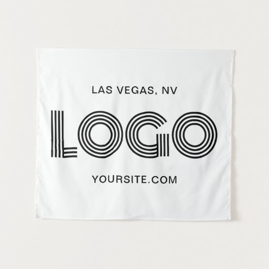 Schwarzes modernes rechteckiges Logo Wandteppich (Vorderseite (Horizontal))