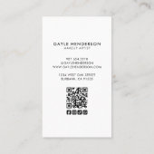 Schwarzes modernes Schriftlogo QR-Code Monogramm M Visitenkarte (Rückseite)