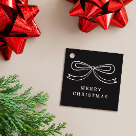 Schwarzes modernes Weihnachts-Schleifen-Feiertags- Geschenkanhänger