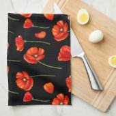 Schwarzes Mohnmuster Geschirrtuch (Viertel Falte)