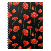 Schwarzes Mohnmuster Notizblock (Vorderseite)