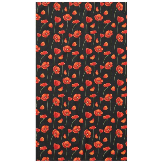 Schwarzes Mohnmuster Tischdecke (Vorderseite)
