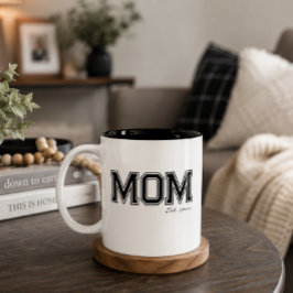 Schwarzes 'Mom'-Etabliert Geburtstags-Muttertagsge Zweifarbige Tasse
