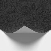 Schwarzes monochromatisches Floral Paisley Muster Geschenkpapier (Ecke)
