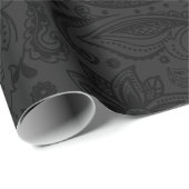 Schwarzes monochromatisches Floral Paisley Muster Geschenkpapier (Rolleneckpunkt)