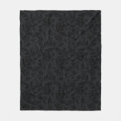 Schwarzes monochromes Vintage-Damaskmuster Fleecedecke (Vorderseite)