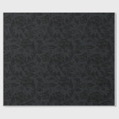 Schwarzes monochromes Vintage-Damaskmuster Geschenkpapier (Flach)