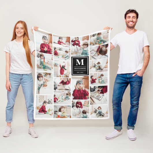 Schwarzes Monogramm 19 Bilder FotoCollage Fleecedecke (Beispiel)