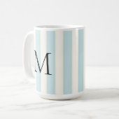 Schwarzes Monogramm auf blauem und antikem weißem  Kaffeetasse (Vorderseite Links)