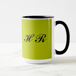 Schwarzes Monogramm auf Grün Tasse