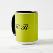 Schwarzes Monogramm auf Grün Tasse (Vorderseite Links)