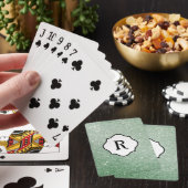Schwarzes Monogramm auf grünem Meeresrauschen-Glit Spielkarten (In Situ)