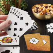 Schwarzes Monogramm auf Orange-Gold-Glitzer Spielkarten (In Situ)