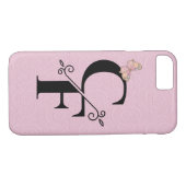 Schwarzes Monogramm auf rosa geprägtem Hintergrund Case-Mate iPhone Hülle (Rückseite (Horizontal))