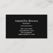 Schwarzes Monogramm | Elegantes, individuelles Bus Visitenkarte (Rückseite)