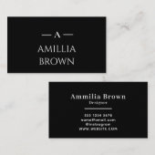 Schwarzes Monogramm | Elegantes, individuelles Bus Visitenkarte (Vorne/Hinten)