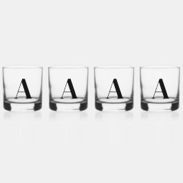 Schwarzes Monogramm erstes Set aus Whiskey-Glas Whiskyglas