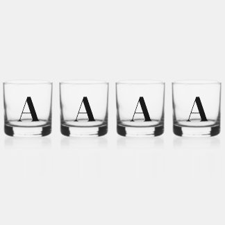 Schwarzes Monogramm erstes Set aus Whiskey-Glas Whiskyglas