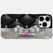Schwarzes Monogramm für den Glitzer Silver Case-Mate iPhone Hülle (Rückseite (Horizontal))
