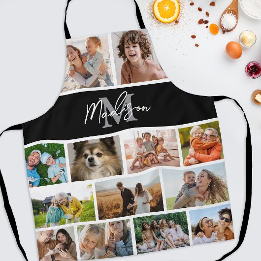 Schwarzes Monogramm für die Fotolollage Schürze