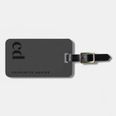 Schwarzes Monogramm Gepäckanhänger (Vorderseite horizontal)