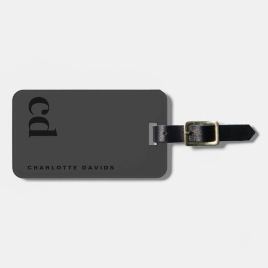 Schwarzes Monogramm Gepäckanhänger (Vorderseite horizontal)
