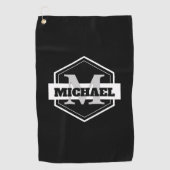 Schwarzes Monogramm Golfhandtuch (Vorderseite)
