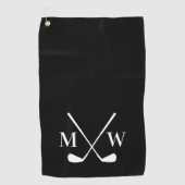 Schwarzes Monogramm Golfhandtuch (Vorderseite)