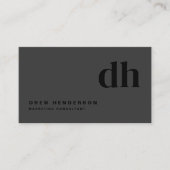 Schwarzes Monogramm Minimalistisch Modernes Berufl Visitenkarte (Vorderseite)