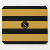 Schwarzes Monogramm mit goldenen Streifen Mousepad (Vorne)