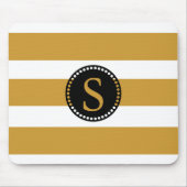 Schwarzes Monogramm mit Goldfolie Streifen Mousepad (Vorne)