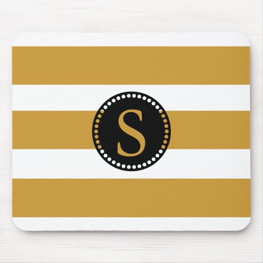 Schwarzes Monogramm mit Goldfolie Streifen Mousepad (Vorne)