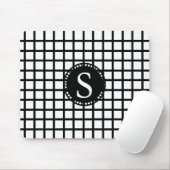 Schwarzes Monogramm mit Streifen aus weißen und sc Mousepad (Mit Mouse)