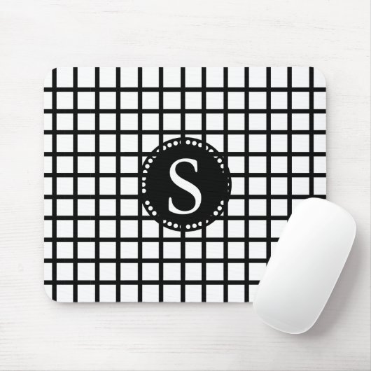 Schwarzes Monogramm mit Streifen aus weißen und sc Mousepad (Mit Mouse)