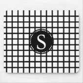 Schwarzes Monogramm mit Streifen aus weißen und sc Mousepad (Vorne)