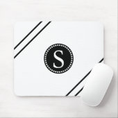 Schwarzes Monogramm mit weißen und schwarzen Strei Mousepad (Mit Mouse)