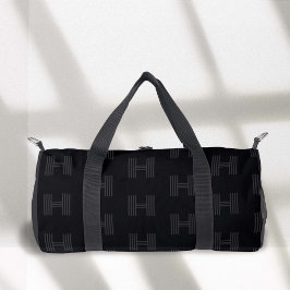 Schwarzes Monogramm Muster, moderne Mit Monogramm  Duffle Bag
