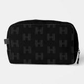 Schwarzes Monogramm Muster, moderne Mit Monogramm  Waschbeutel (Vorderseite)