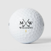 Schwarzes Monogramm (Name und Initialen des Golfer Golfball (Vorderseite)