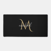 Schwarzes Monogramm, personalisiert Schreibtischunterlage (Vorderseite)