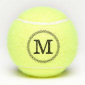 Schwarzes Monogramm personalisiert Tennisbälle (Rückseite)