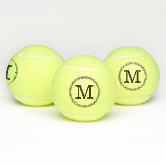 Schwarzes Monogramm personalisiert Tennisbälle (Multi)