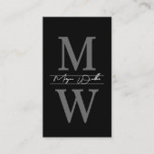 Schwarzes Monogramm Professional Vertikal Visitenkarte (Vorderseite)