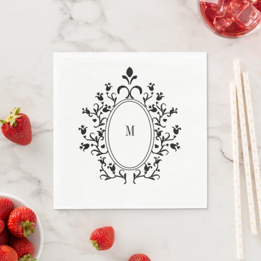 Schwarzes Monogramm Serviette (Beispiel)