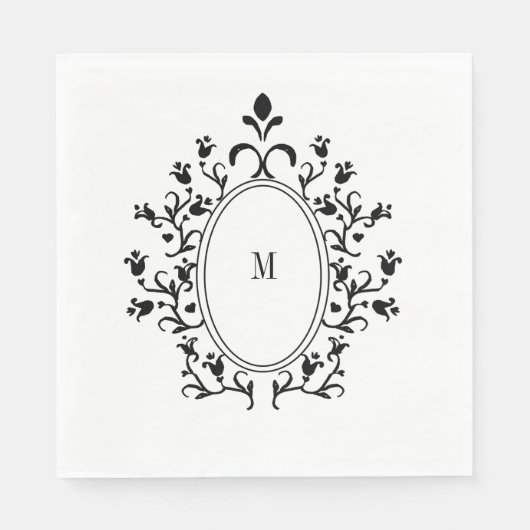 Schwarzes Monogramm Serviette (Vorderseite)