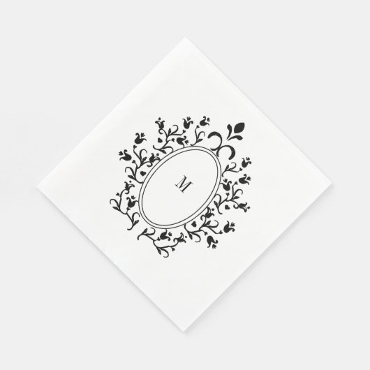 Schwarzes Monogramm Serviette (Ecke)