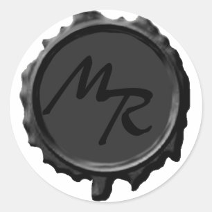 Schwarzes Monogramm-Siegel Hochspannkleber Runder Aufkleber