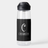 Schwarzes Monogramm Trinkflasche (Rückseite)
